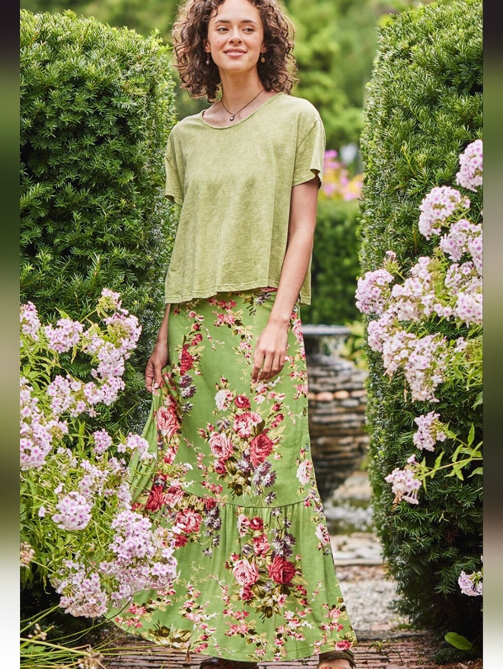 April Cornell Cottage Rose Jersey Skirt